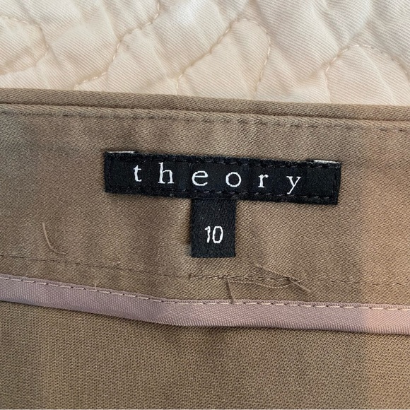 THEORY Tan Cotton Straight Knee Length Pencil Skirt Size 10 - Picture 6 of 6